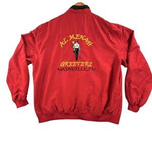 Al Menah Greeters Jacket Mens Large Red Shriners Temple Windbreaker Nashville TN